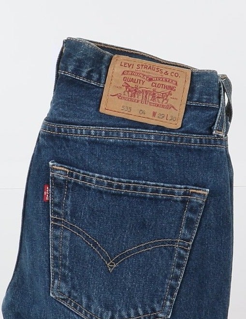 Levi's 535 Custom W29 L30 Denim Strappato Unisex Vita Alta