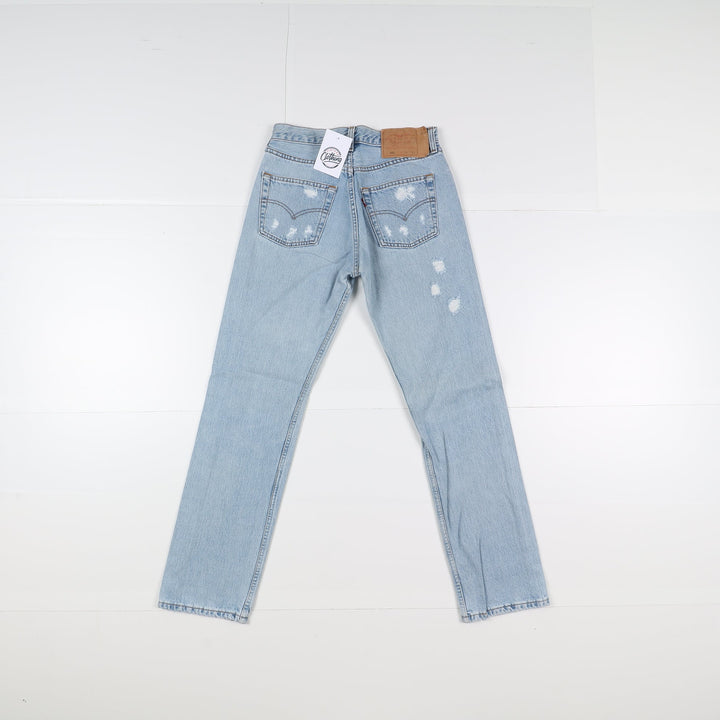 Levi's 501 Custom W29 L32 Denim Strappato Unisex Vita Alta