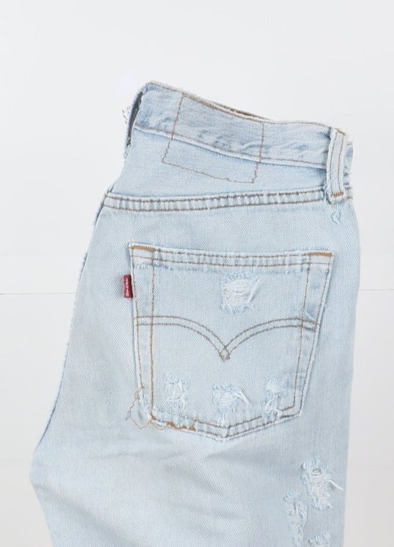 Levi's 501 Custom W29 L32 Denim Strappato Unisex Vita Alta