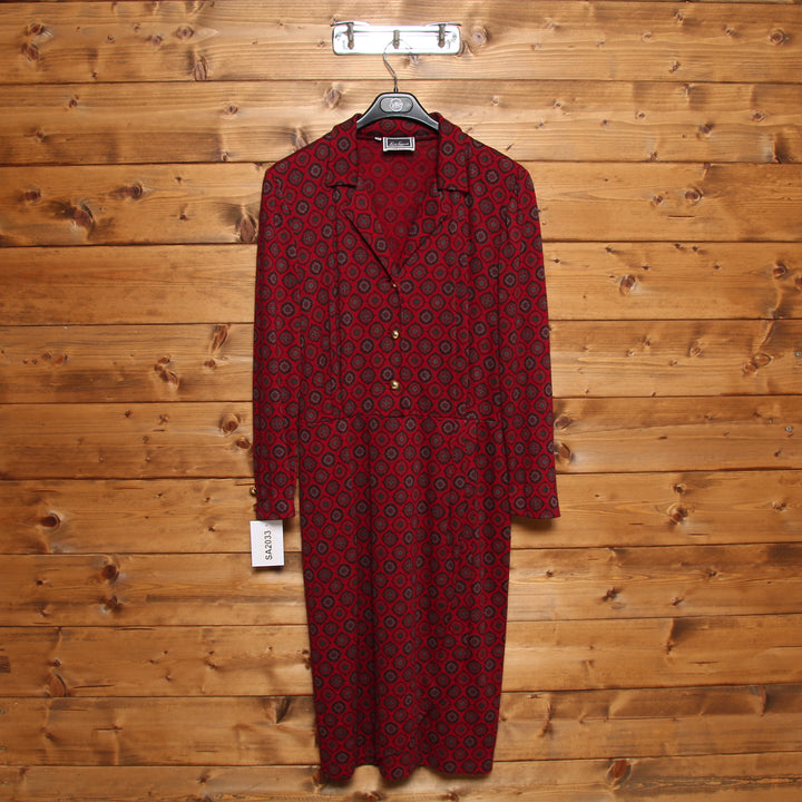 Luisa Spagnoli Vestito Vintage 70'/80' Bordeaux con Fantasia Taglia 48 Donna