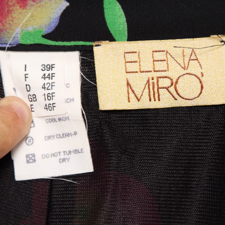 Elena Mirò Vestito Vintage Nero a Fiori Taglia EU 48 Donna