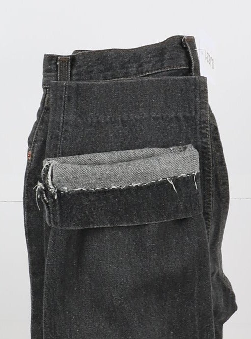 Levi's 901 Mom Fit Custom W28 L30 Nero Strappato Donna Vita Alta