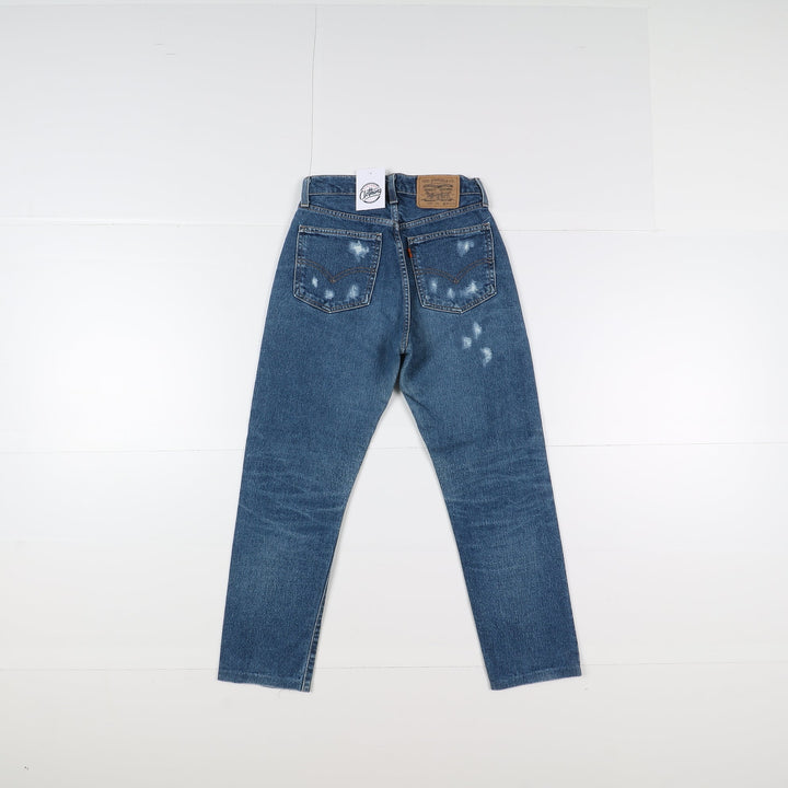 Levi's 805 Mom Fit Custom W28 L30 Denim Strappato Donna Vita Alta