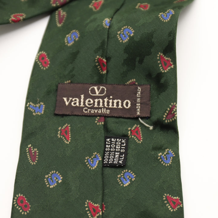 Valentino Cravatta Uomo Vintage Verde 100% Seta