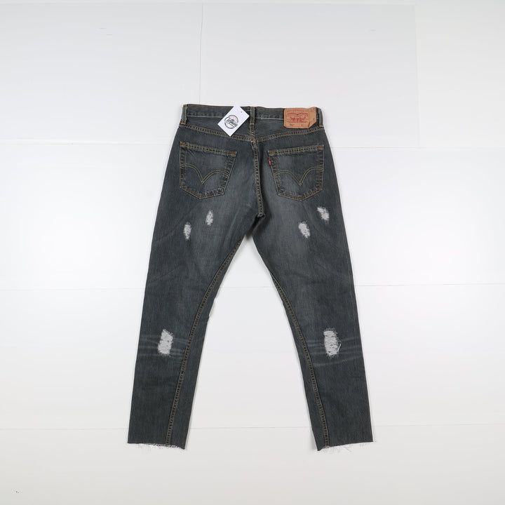 Levi's 501 Custom W33 Grigio Strappato Unisex Vita Alta