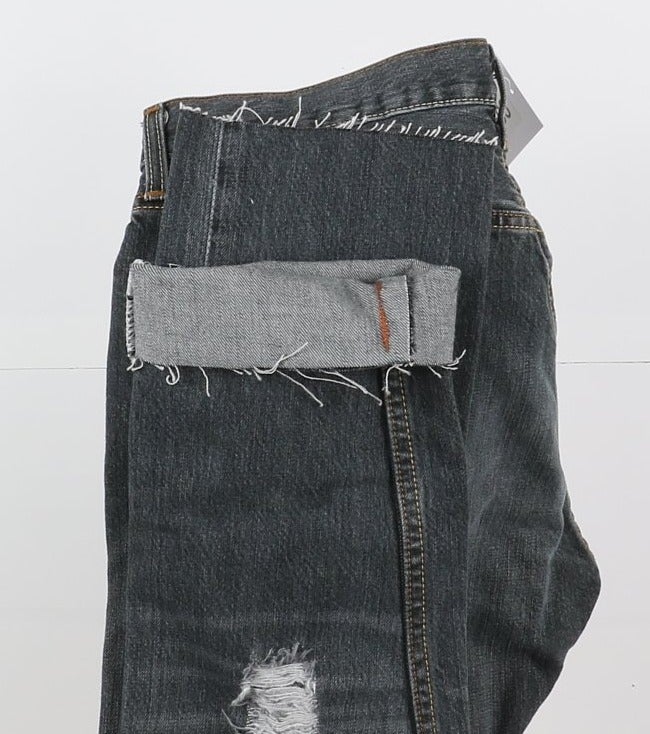 Levi's 501 Custom W33 Grigio Strappato Unisex Vita Alta