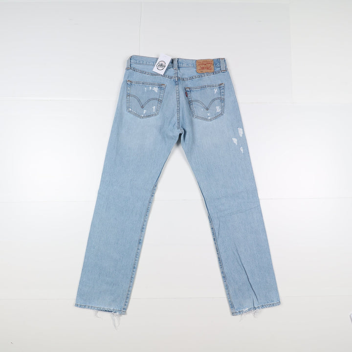 Levi's 501 Custom W33 L32 Denim Strappato Unisex Vita Alta