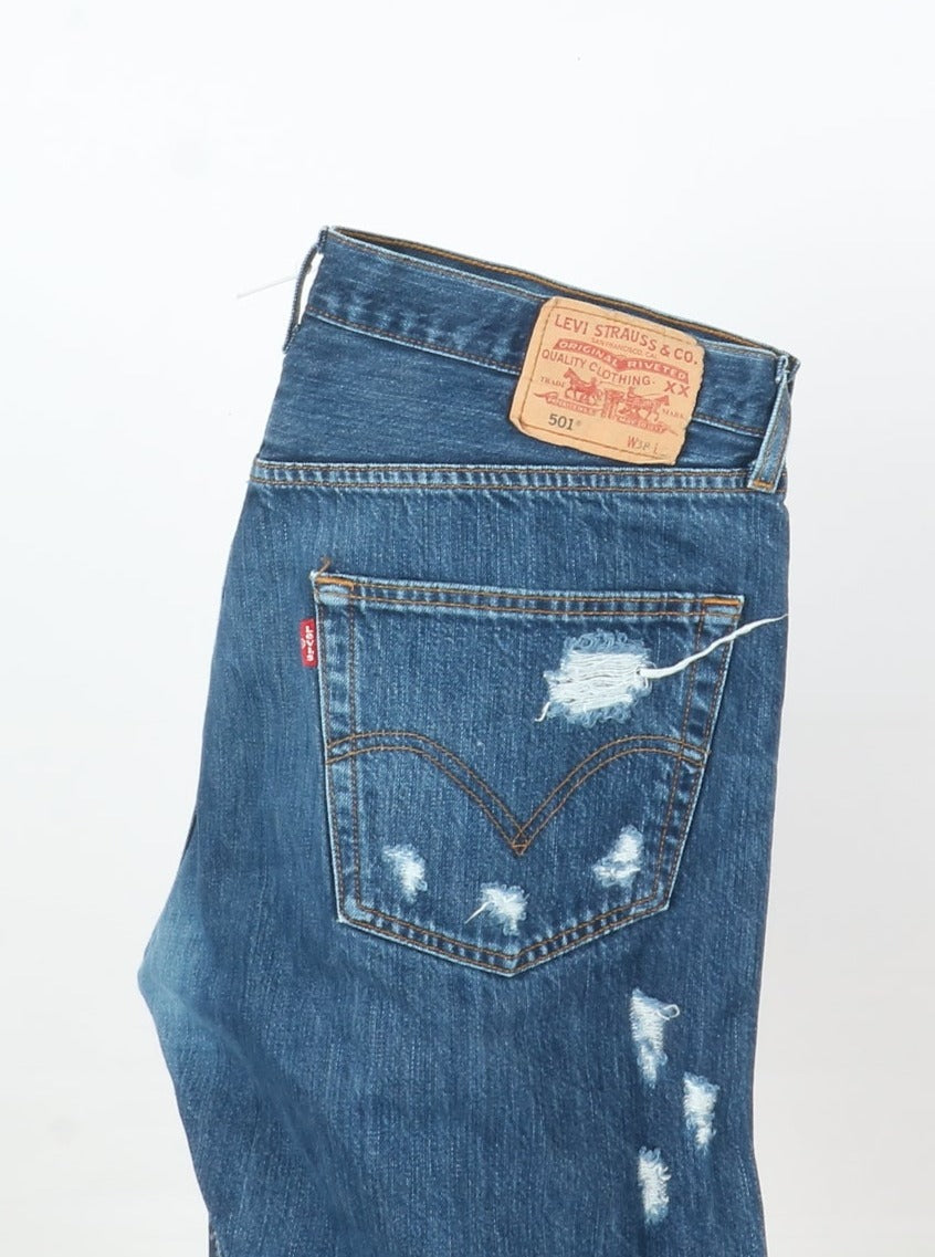 Levi's 501 Rework Custom Jeans Denim Strappato W38 Uomo – Vintage