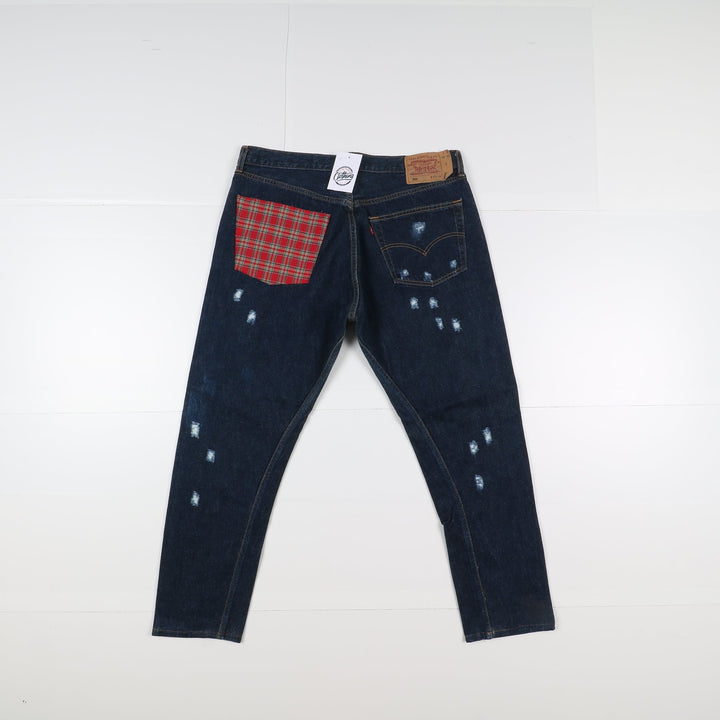 Levi's 501 Custom W38 Denim Strappato Uomo Vita Alta
