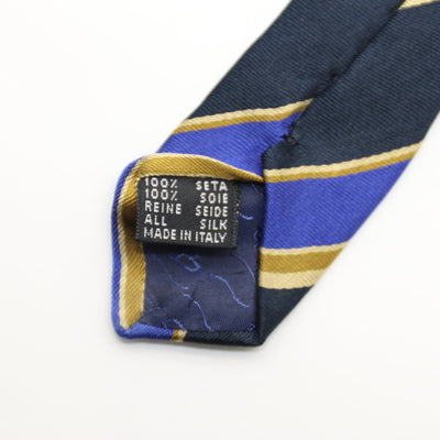 Pierre Balmain Paris Cravatta Uomo Vintage Blu, Nero e Oro 100% Seta