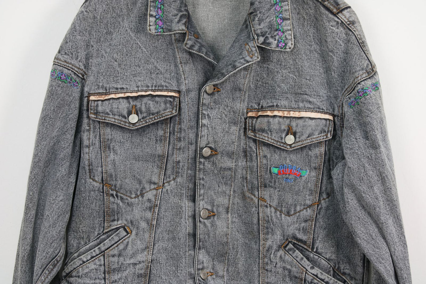 Pop 84 Over Size Giacca di Jeans Vintage 90' Grigio Taglia L Unisex
