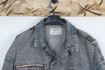 Pop 84 Over Size Giacca di Jeans Vintage 90' Grigio Taglia L Unisex
