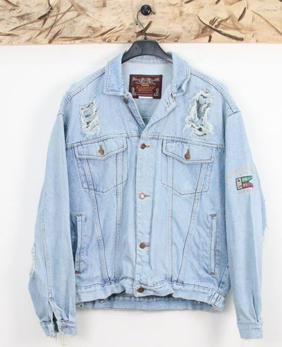 Casucci Over Size Giacca di Jeans Denim con Strappi Unisex