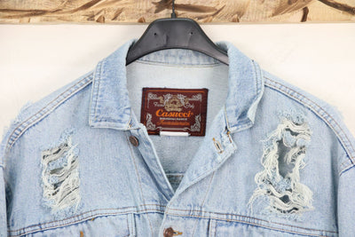 Casucci Over Size Giacca di Jeans Denim con Strappi Unisex
