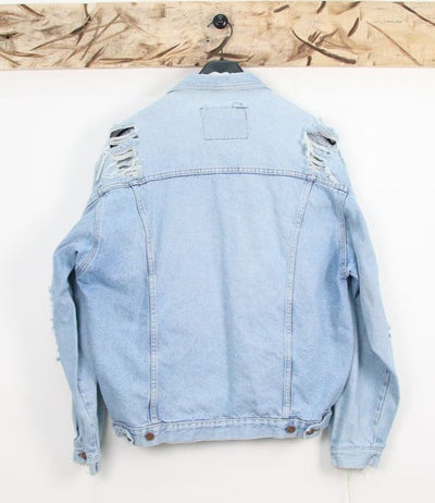 Casucci Over Size Giacca di Jeans Denim con Strappi Unisex