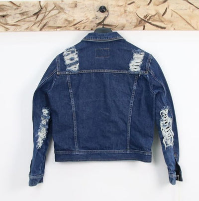 Rifle Slim Fit Giacca di Jeans Denim con Strappi Taglia S Unisex