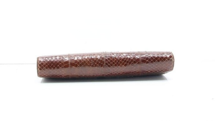 Pochette Donna Usato Marrone Vintage Pelle di Serpente