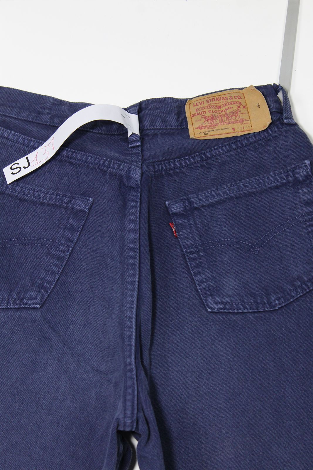 Levi's 901 W33 L32 Blu Navy Denim Made In USA Jeans Vintage