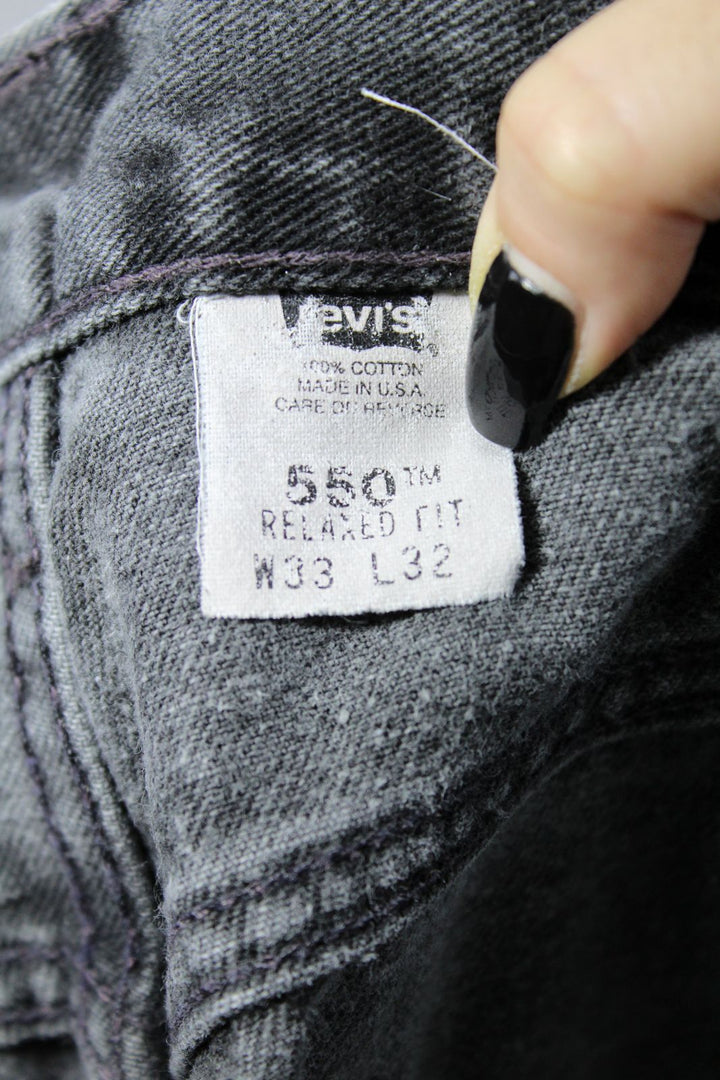Levi's 550 Relaxed Fit Nero W33 L32 Denim Made In USA Jeans Vintage