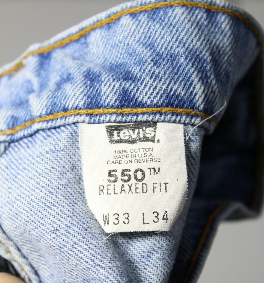 Levi's 550 Relaxed Fit Denim W33 L32 Made In USA Jeans Vintage