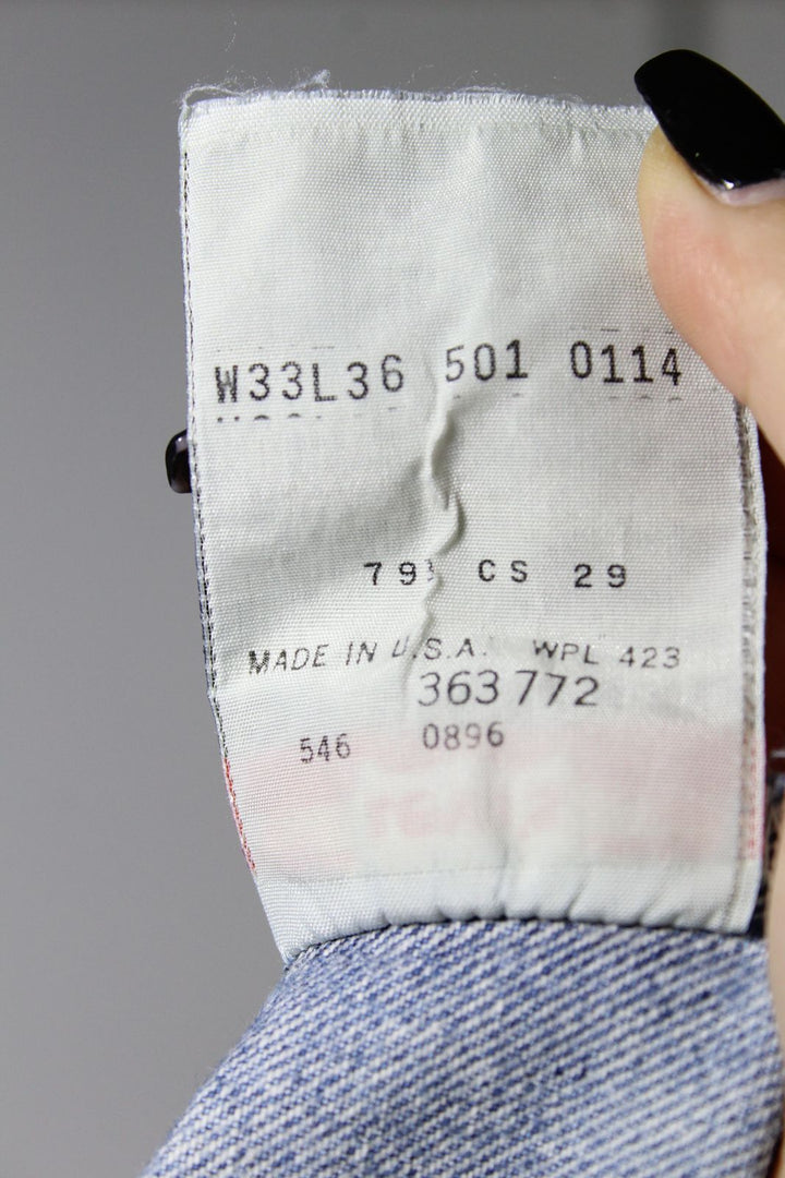 Levi's 501 Denim W33 L36 Made In USA Jeans Vintage