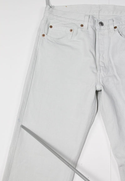 Levi's 501 Denim Bianco W31 L30 Made In USA Jeans Vintage