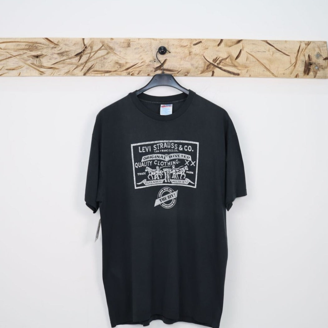 Hanes Levi's T-Shirt Nera Taglia XL Uomo MAde in USA