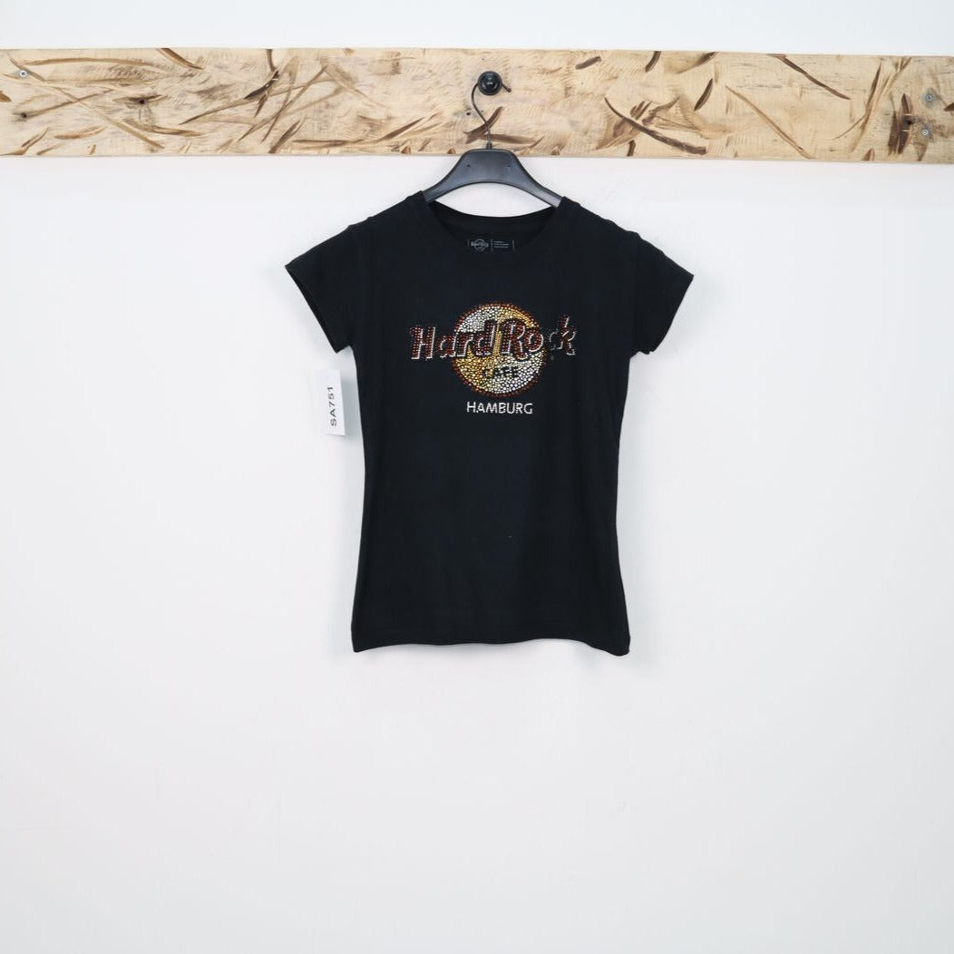 Hard Rock Cafe Amburgo T-Shirt Nero Taglia XS Donna