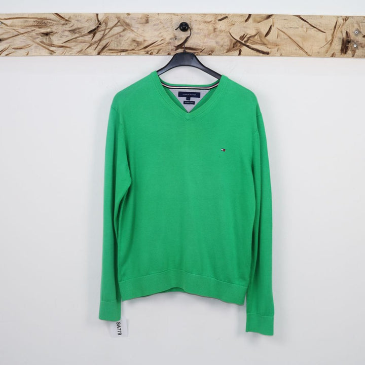 Tommy Hilfiger Premium Cotton Maglione Verde Taglia L Uomo