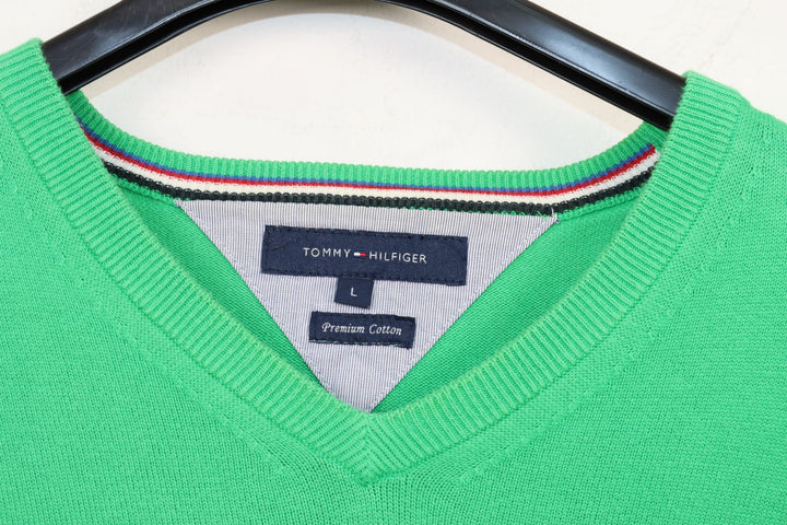 Tommy Hilfiger Premium Cotton Maglione Verde Taglia L Uomo
