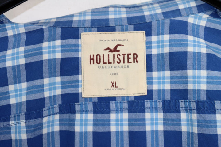 Hollister Camicia Blu a Quadri Taglia XL Uomo