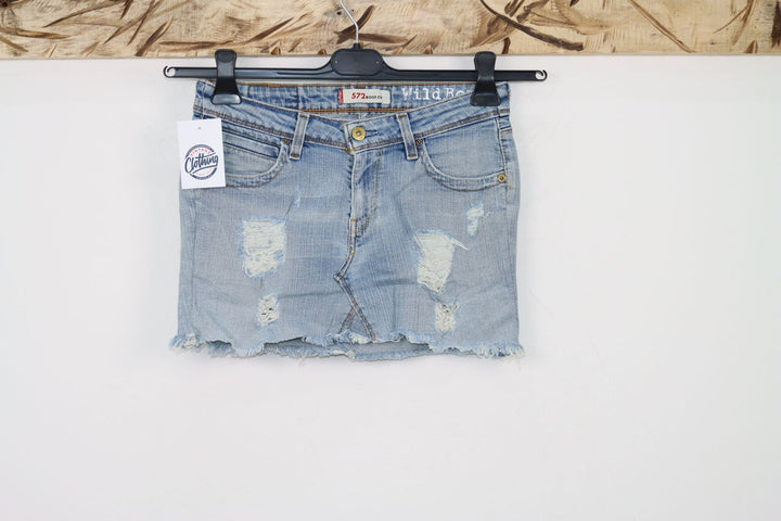 Levi's Mini Gonna di Jeans Denim Strappi Vintage Donna