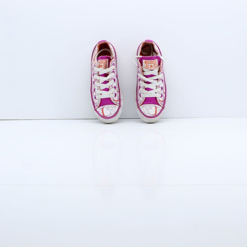 Converse All Star Basse Bianco e Fucsia Eur 27 Junior
