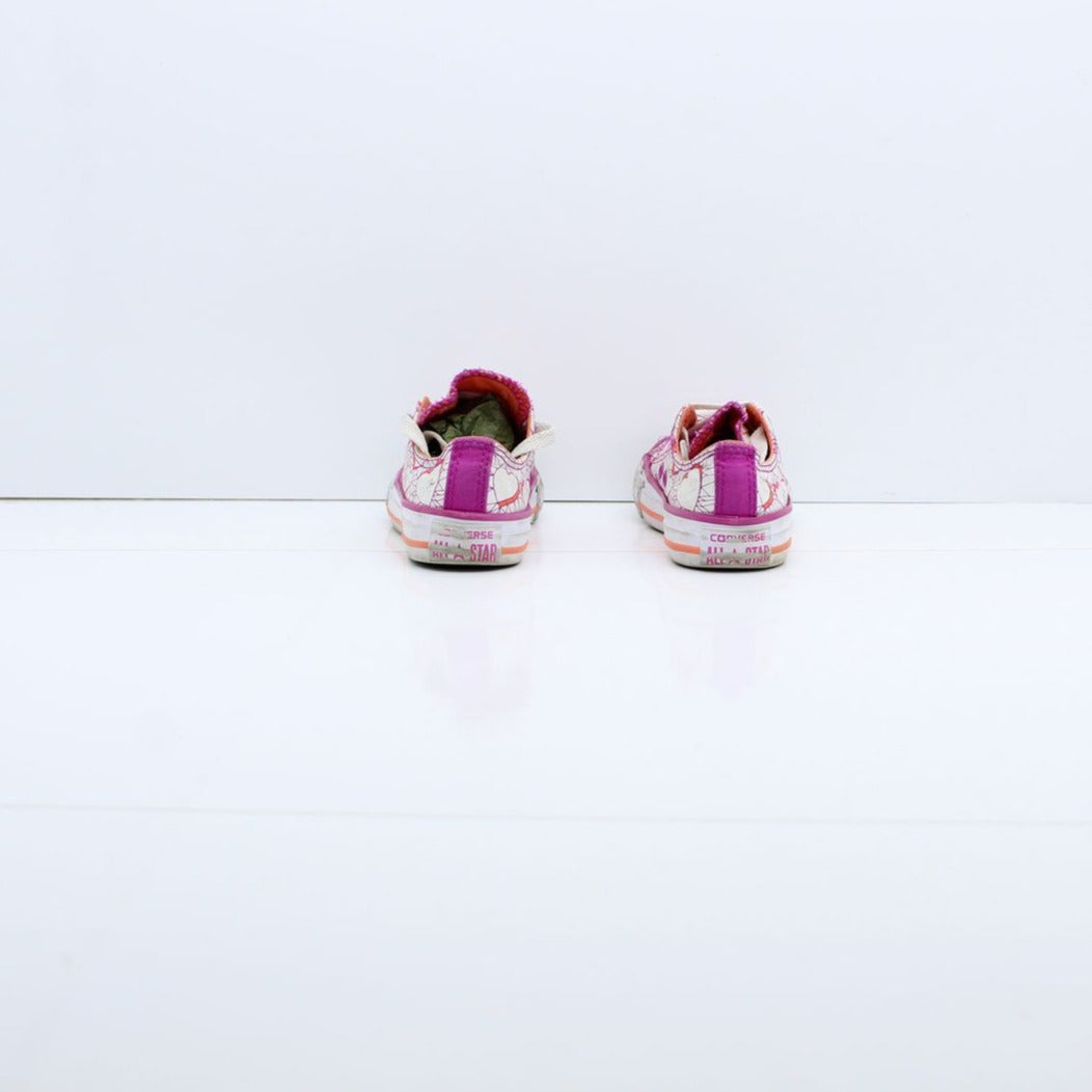 Converse All Star Basse Bianco e Fucsia Eur 27 Junior