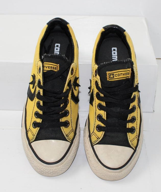 Converse All Star scarpe Giallo e Nero Basse Eur 36.5 UK 4 Mens 4 Wo's 6 in Tela