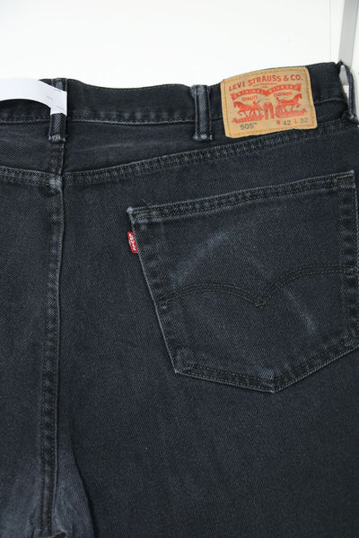 Levi's 505 Nero Denim W42 L32 Jeans Vintage Made in USA