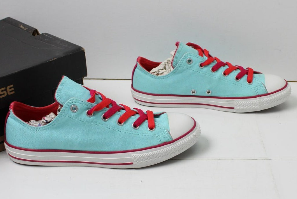 Converse All Star Eur 38 UK 5 US 5.5 Nuove con Difetti scarpe Verde Acqua Basse in Tela