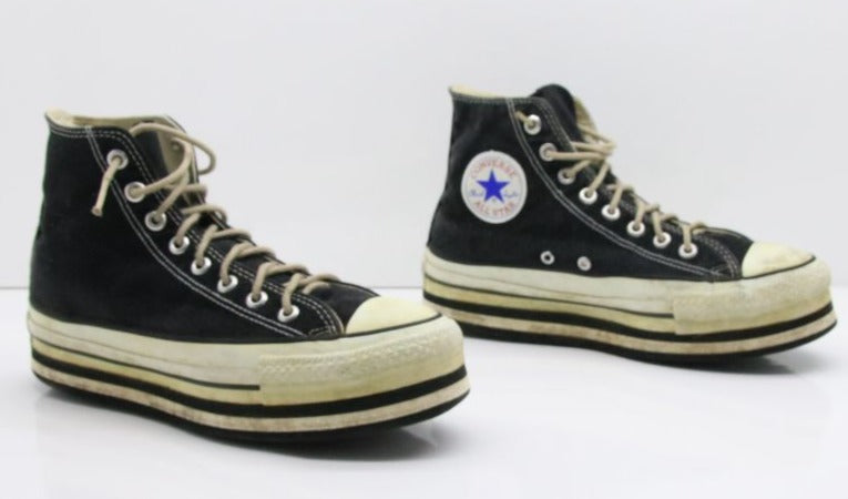 Converse All Star Platform Made in USA Alte Col. Nero scarpe vintage