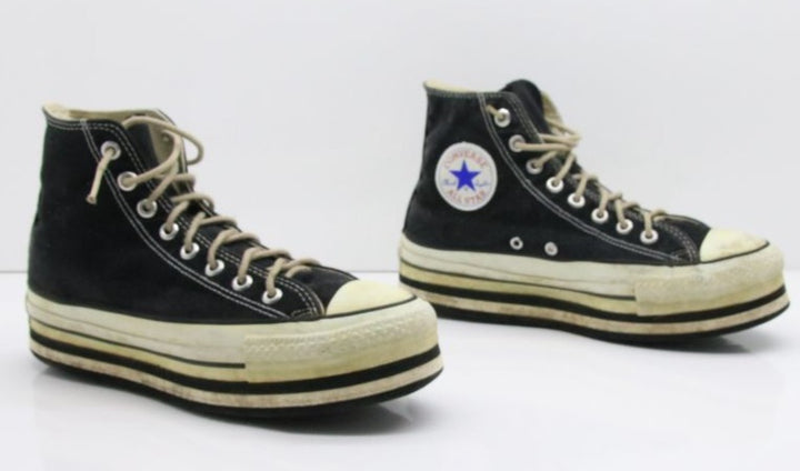 Converse All Star Platform Made in USA Alte Col. Nero scarpe vintage