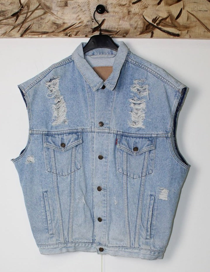 Levi's 70503 Gilet di jenas Vintage Tg. XXL Denim Customizzato