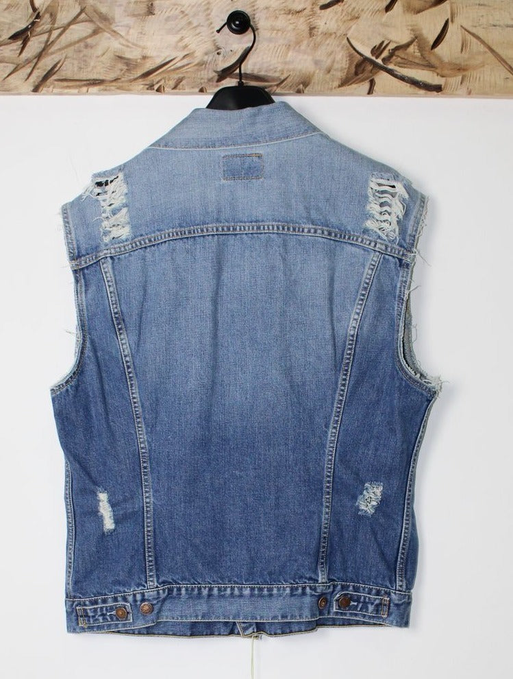 Levi's 70500 Gilet di jenas Vintage Tg. XXL Denim Slim Fit Customizzato