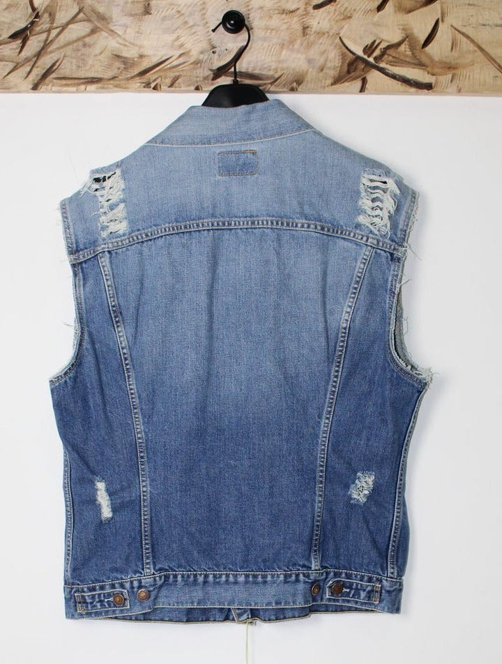 Levi's 70500 Gilet di jenas Vintage Tg. XXL Denim Slim Fit Customizzato